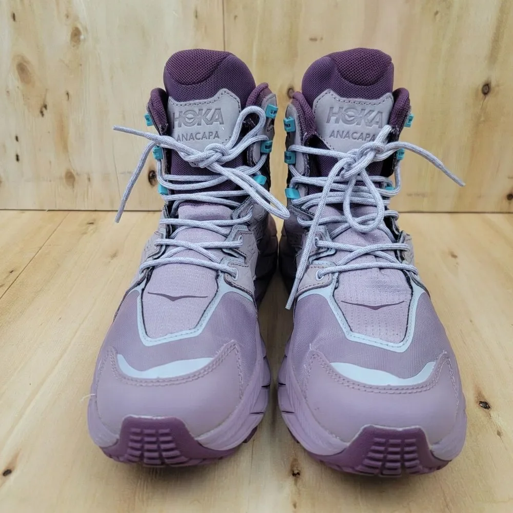 Hoka One One Anacapa Mid GTX Hiking Boots Womens Size 9.5 Purple Gore Tex Vibram